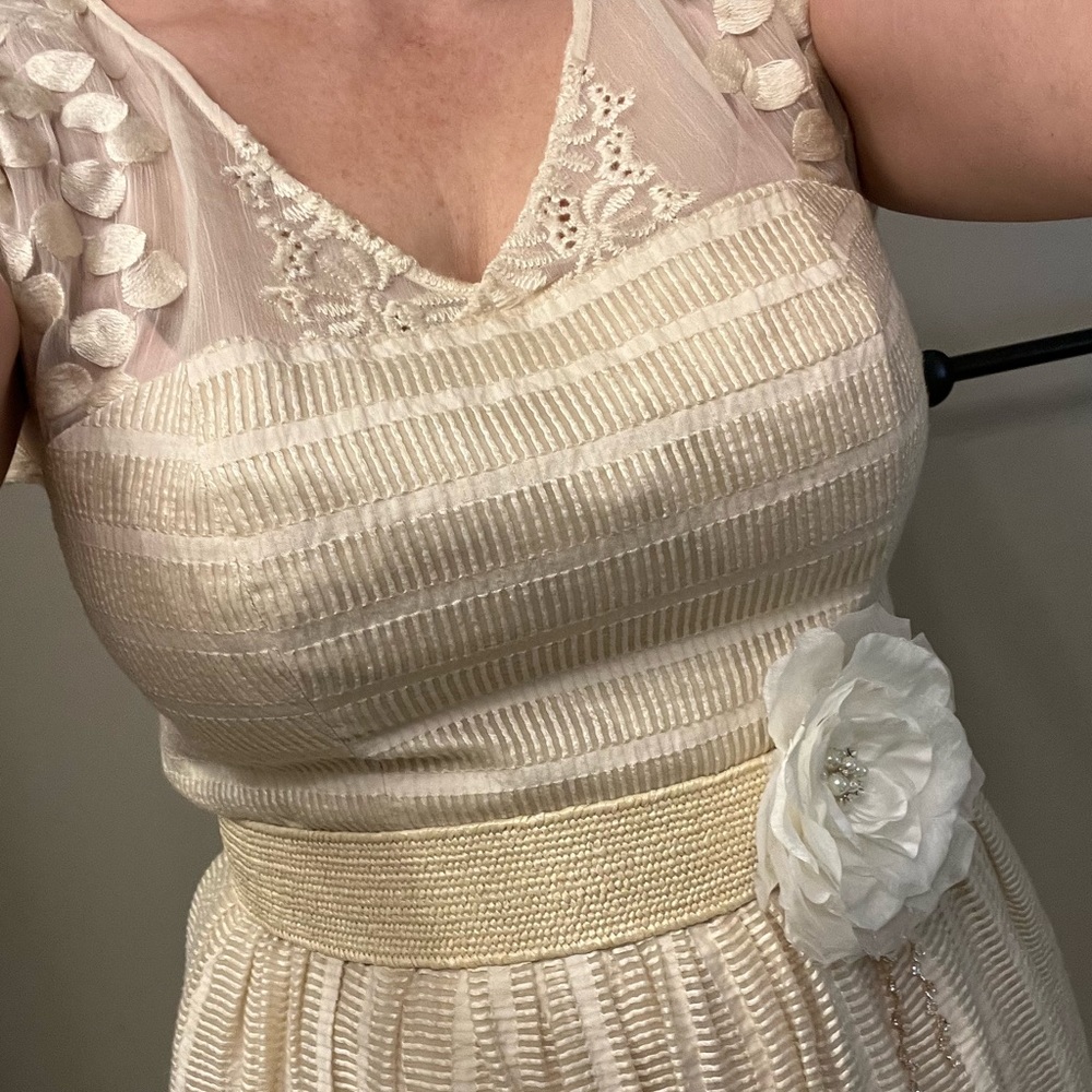 Anthropologie Moulinette Soeurs Poema Dress - Ivory Fine Details Layered size 12